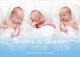 Blue Script Three's A Charm Triplets Photo Birth Announcements Image 4 of 6